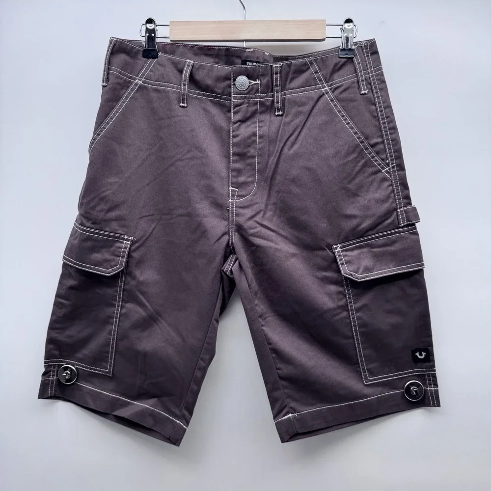 True Religion Bracken Brown Cargo Shorts Y2K 2000s Mens Size 30 NWT